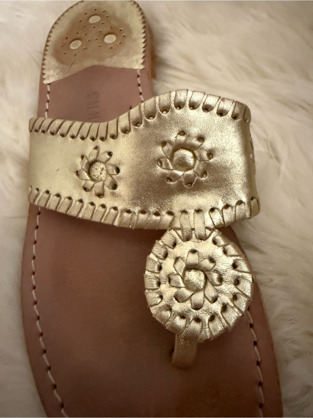 Metallic Gold Women’s Leather Thong Jack Roger’s Sandals